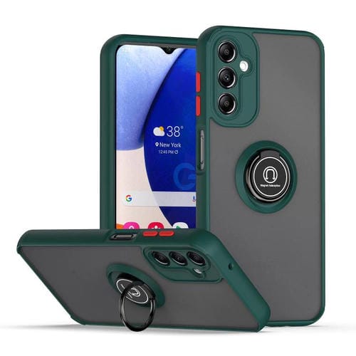 Funda de TPU + PC con anillo para Samsung Galaxy A14 5G Q Shadow 1 Series (verde oscuro)