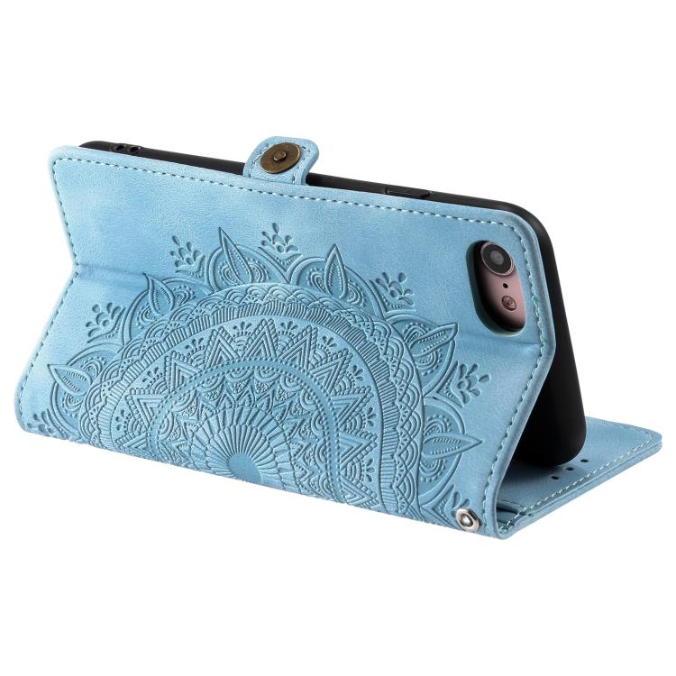 Funda de Piel con Relieve Totem para iPhone 16E (Azul)