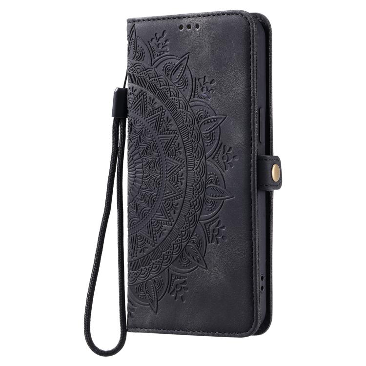 Funda de piel con relieve Totem para Samsung Galaxy S25 FE 5G (negra)