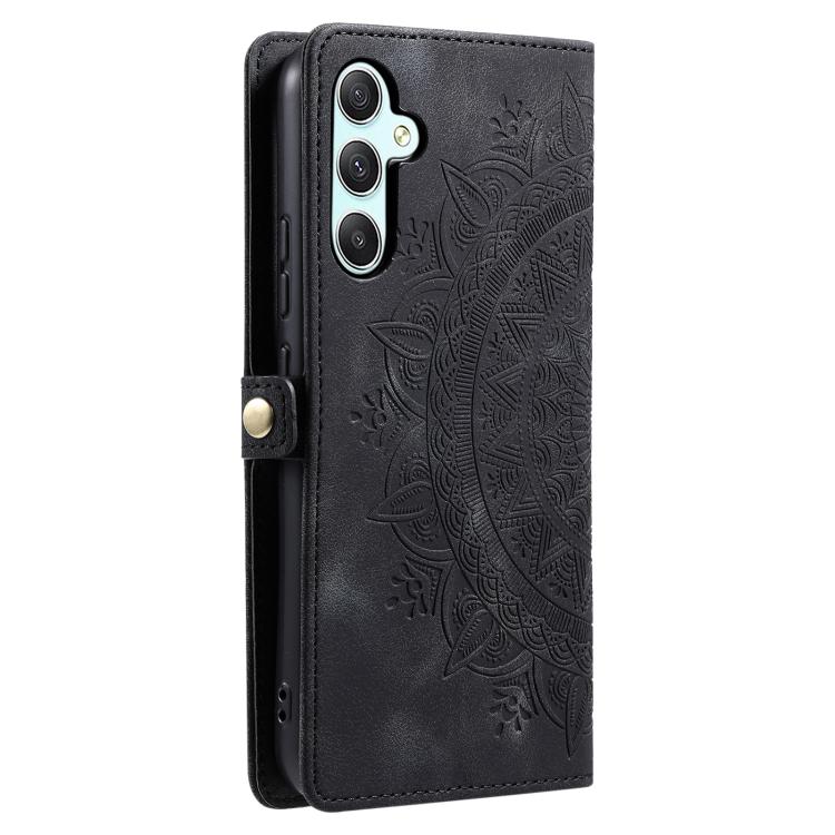 Funda de piel con relieve Totem para Samsung Galaxy S25 FE 5G (negra)
