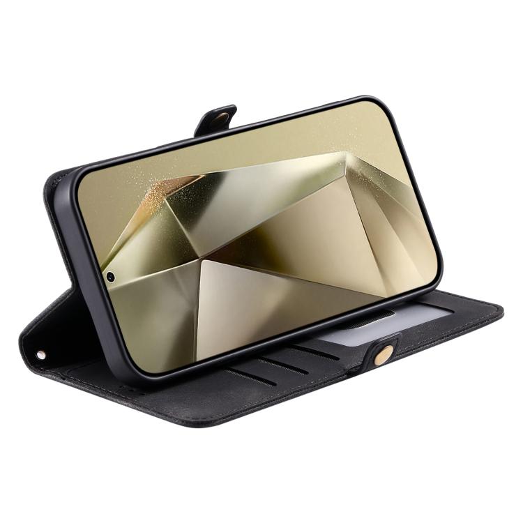 Funda de piel con relieve Totem para Samsung Galaxy S25 FE 5G (negra)