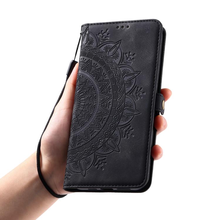 Funda de piel con relieve Totem para Samsung Galaxy S25 FE 5G (negra)