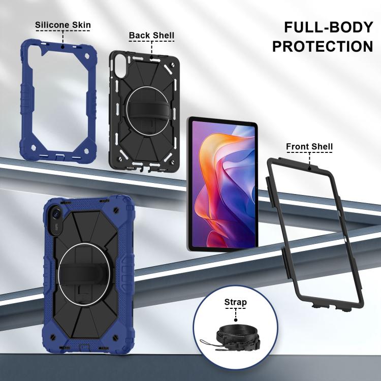 Funda híbrida de silicona con diseño de robot para Xiaomi Redmi Pad 2 11 2025 (negro marino)