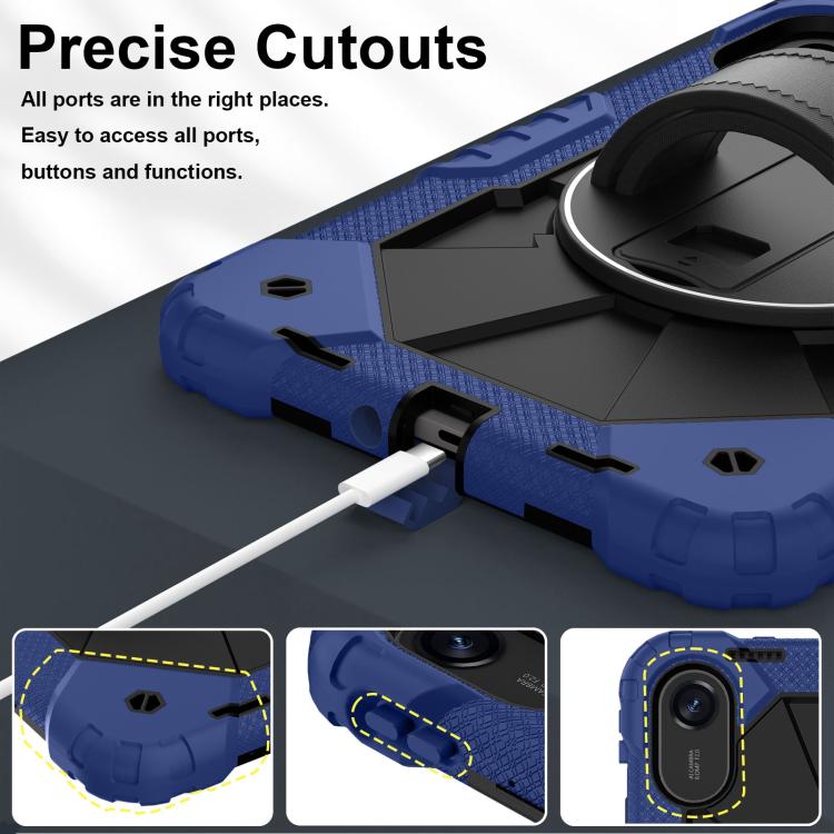 Funda híbrida de silicona con diseño de robot para Xiaomi Redmi Pad 2 11 2025 (negro marino)