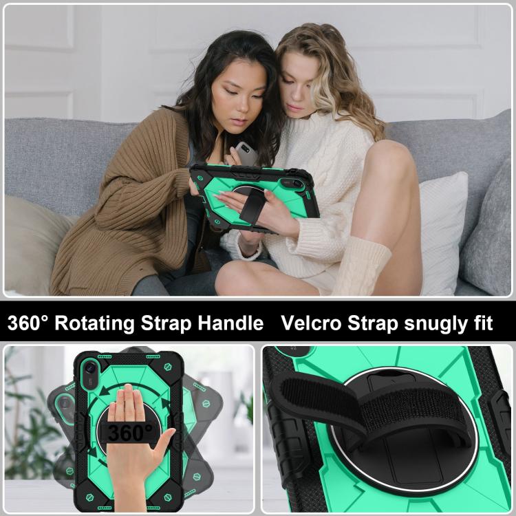 Funda híbrida de silicona con diseño de robot para Xiaomi Redmi Pad 2 11 2025 (negro y verde menta)