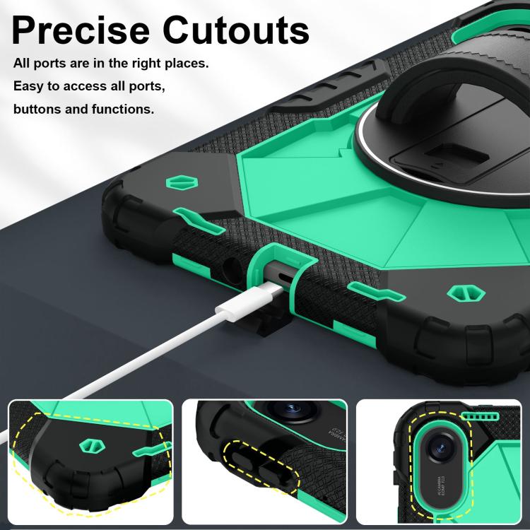 Funda híbrida de silicona con diseño de robot para Xiaomi Redmi Pad 2 11 2025 (negro y verde menta)