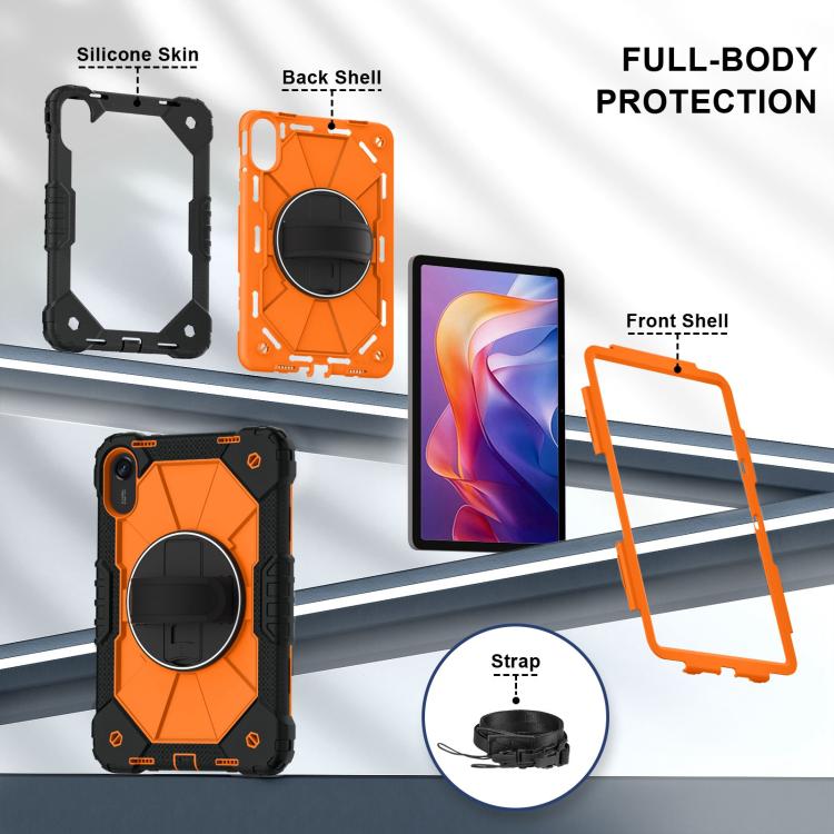 Funda híbrida de silicona con diseño de robot para Xiaomi Redmi Pad 2 11 2025 (negro y naranja)