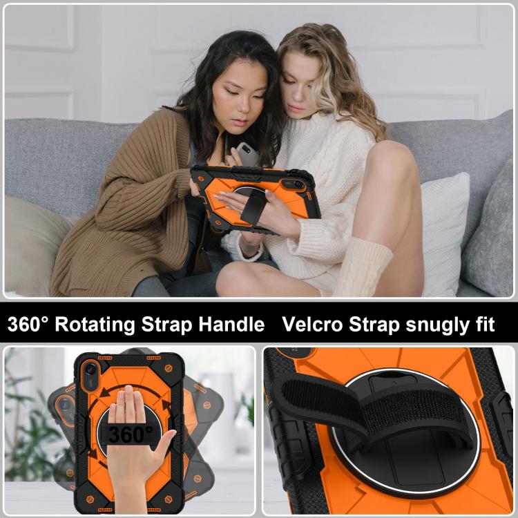 Funda híbrida de silicona con diseño de robot para Xiaomi Redmi Pad 2 11 2025 (negro y naranja)
