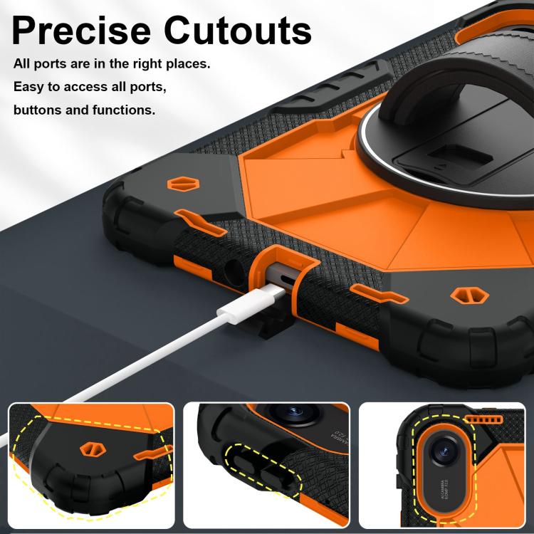 Funda híbrida de silicona con diseño de robot para Xiaomi Redmi Pad 2 11 2025 (negro y naranja)