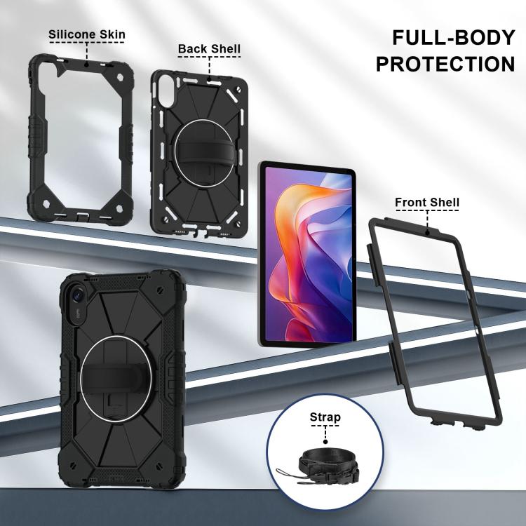 Funda híbrida de silicona con diseño de robot para Xiaomi Redmi Pad 2 11 2025 (negro)