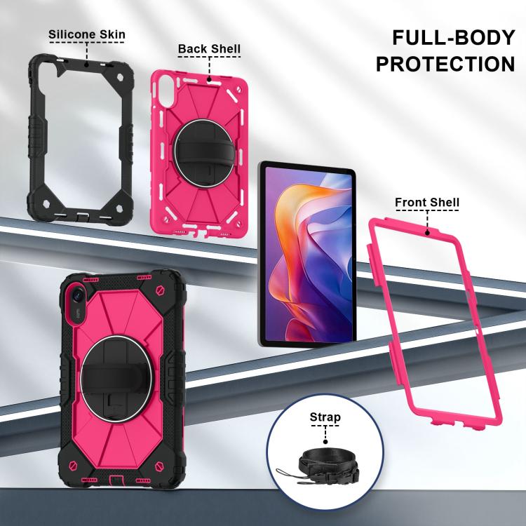 Funda híbrida de silicona con diseño de robot para Xiaomi Redmi Pad 2 11 2025 (negro, rosa y rojo)