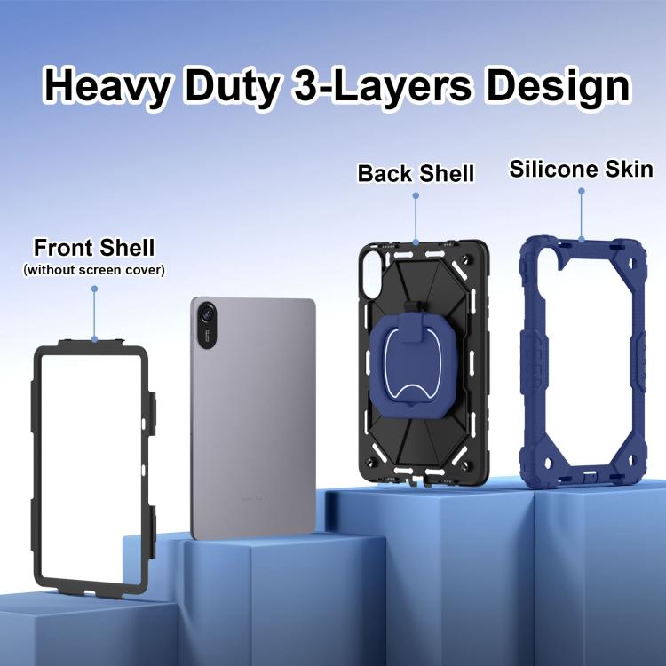 Funda híbrida de silicona con diseño de robot para Xiaomi Redmi Pad 2 11 2025 (negro marino)