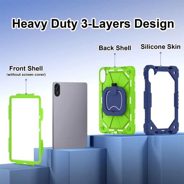 Funda híbrida de silicona con diseño de robot para Xiaomi Redmi Pad 2 11 2025 (azul marino, amarillo y verde)