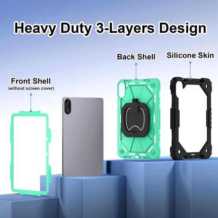 Funda híbrida de silicona con diseño de robot para Xiaomi Redmi Pad 2 11 2025 (negro y verde menta)