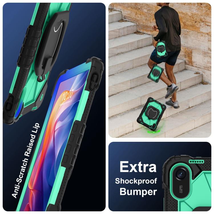 Funda híbrida de silicona con diseño de robot para Xiaomi Redmi Pad 2 11 2025 (negro y verde menta)
