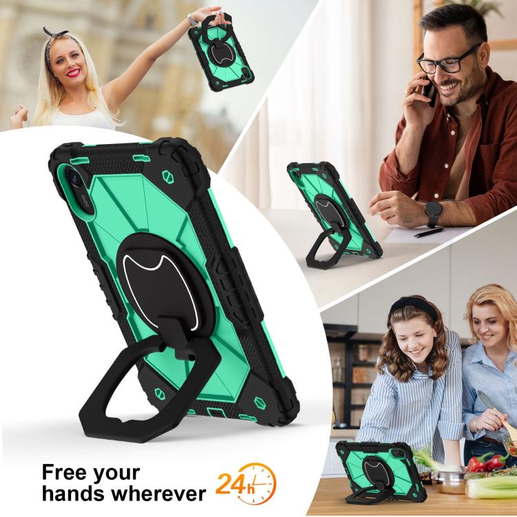 Funda híbrida de silicona con diseño de robot para Xiaomi Redmi Pad 2 11 2025 (negro y verde menta)