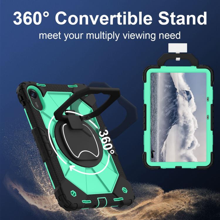 Funda híbrida de silicona con diseño de robot para Xiaomi Redmi Pad 2 11 2025 (negro y verde menta)