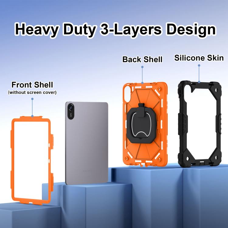 Funda híbrida de silicona con diseño de robot para Xiaomi Redmi Pad 2 11 2025 (negro y naranja)
