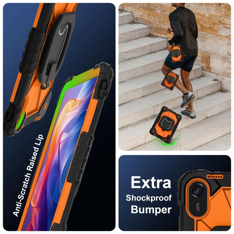 Funda híbrida de silicona con diseño de robot para Xiaomi Redmi Pad 2 11 2025 (negro y naranja)