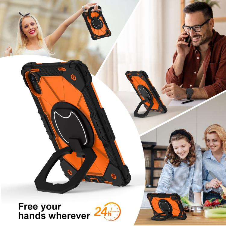 Funda híbrida de silicona con diseño de robot para Xiaomi Redmi Pad 2 11 2025 (negro y naranja)