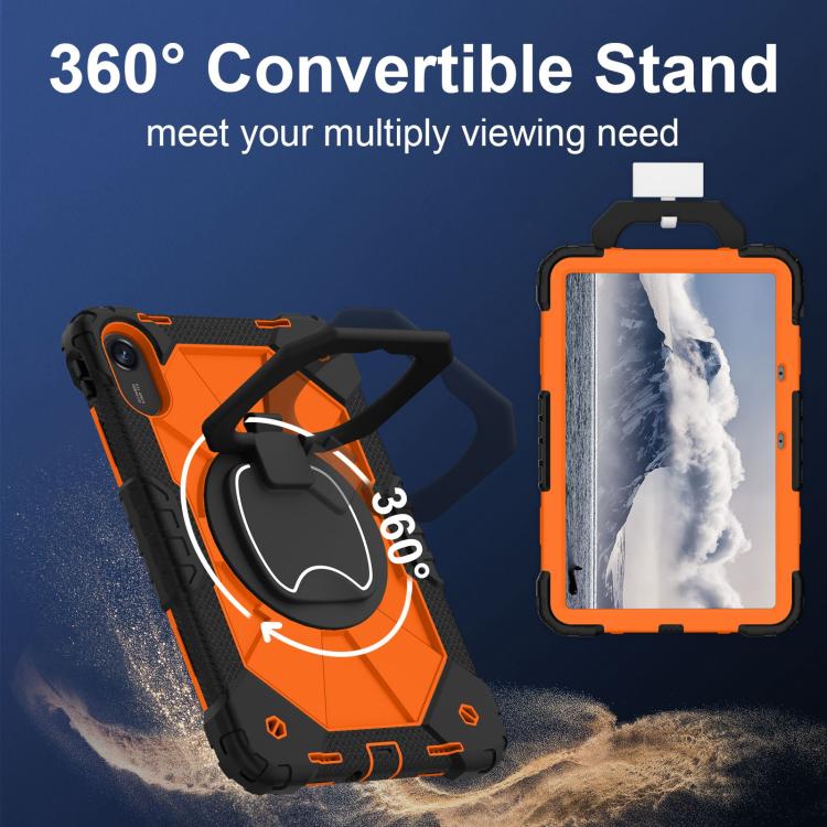Funda híbrida de silicona con diseño de robot para Xiaomi Redmi Pad 2 11 2025 (negro y naranja)
