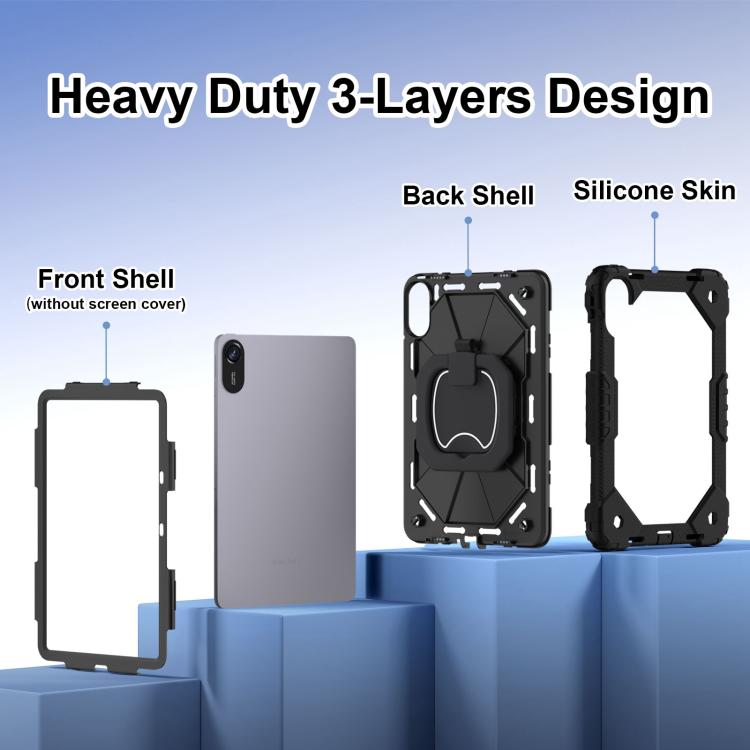Funda híbrida de silicona con diseño de robot para Xiaomi Redmi Pad 2 11 2025 (negro)