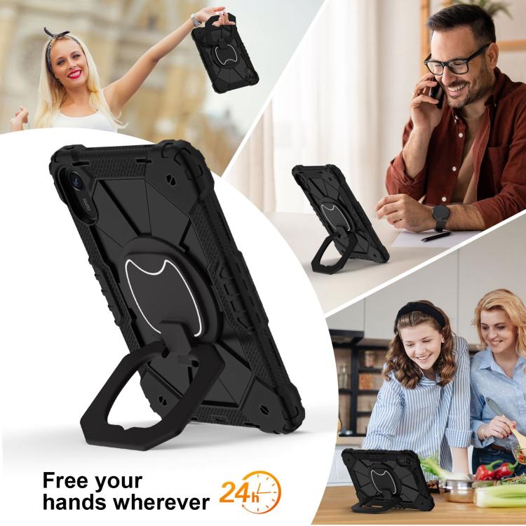 Funda híbrida de silicona con diseño de robot para Xiaomi Redmi Pad 2 11 2025 (negro)
