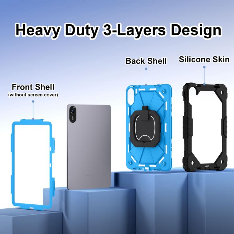 Funda híbrida de silicona con diseño de robot para Xiaomi Redmi Pad 2 11 2025 (negro y azul)