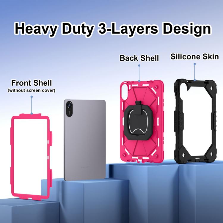 Funda híbrida de silicona con diseño de robot para Xiaomi Redmi Pad 2 11 2025 (negro, rosa y rojo)