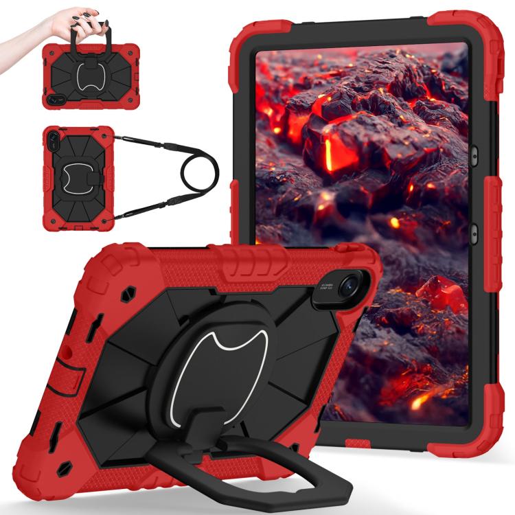 Funda híbrida de silicona con diseño de robot para Xiaomi Redmi Pad 2 11 2025 (rojo y negro)