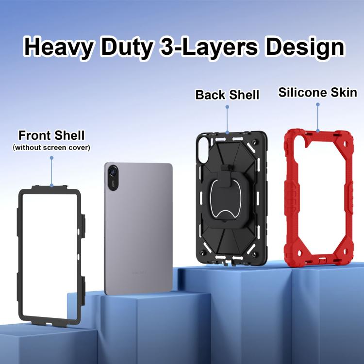 Funda híbrida de silicona con diseño de robot para Xiaomi Redmi Pad 2 11 2025 (rojo y negro)