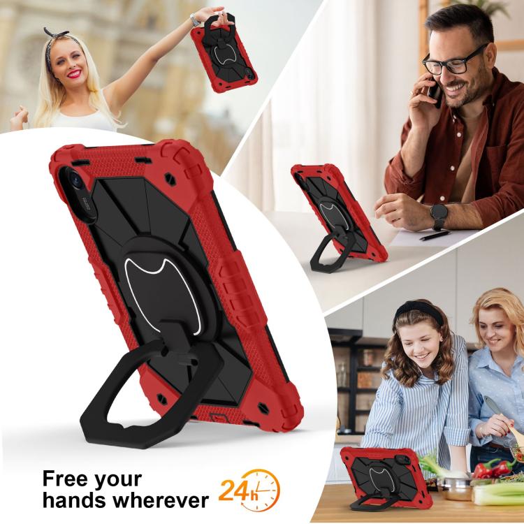 Funda híbrida de silicona con diseño de robot para Xiaomi Redmi Pad 2 11 2025 (rojo y negro)