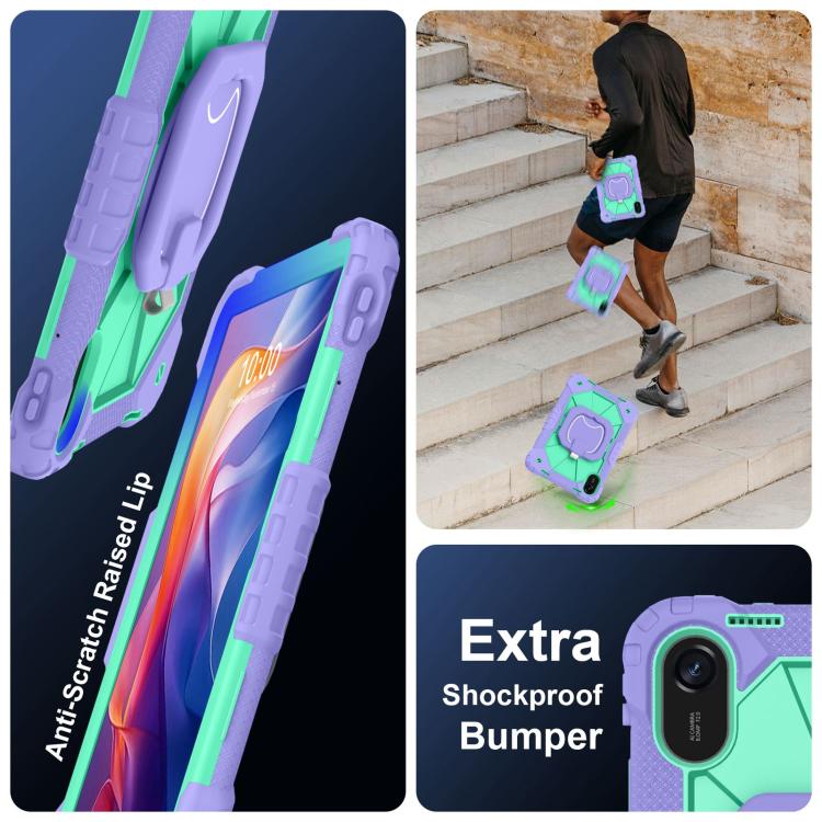 Funda híbrida de silicona con diseño de robot para Xiaomi Redmi Pad 2 11 2025 (morado y verde menta)