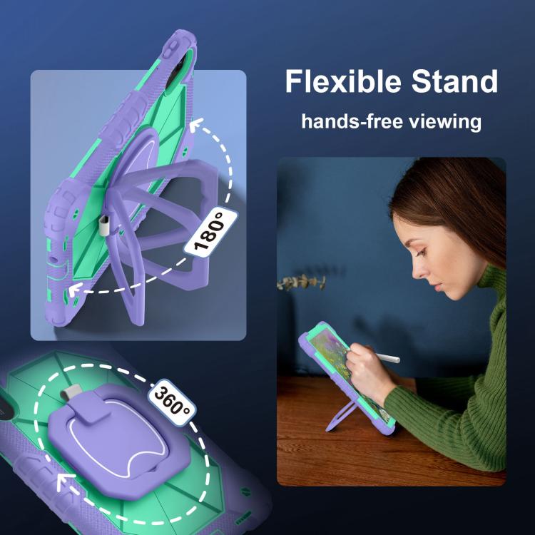 Funda híbrida de silicona con diseño de robot para Xiaomi Redmi Pad 2 11 2025 (morado y verde menta)