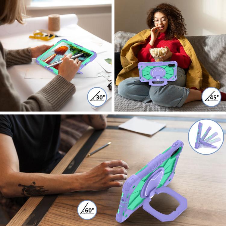 Funda híbrida de silicona con diseño de robot para Xiaomi Redmi Pad 2 11 2025 (morado y verde menta)