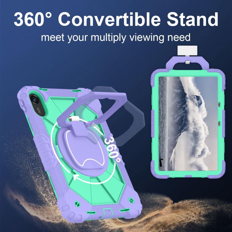 Funda híbrida de silicona con diseño de robot para Xiaomi Redmi Pad 2 11 2025 (morado y verde menta)