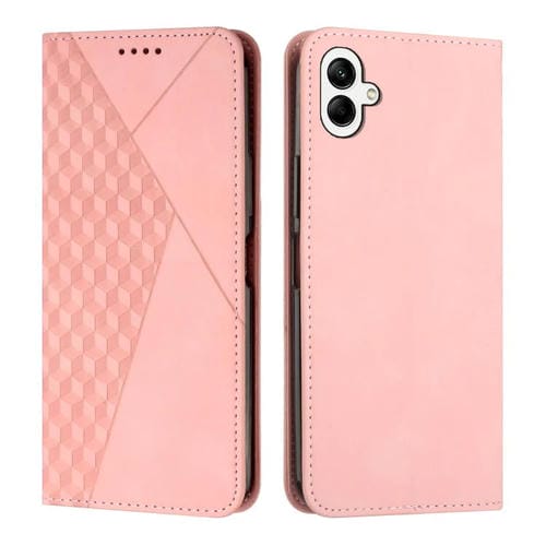 Funda de cuero magnética con textura de diamante para Samsung Galaxy A07 4G (oro rosa)