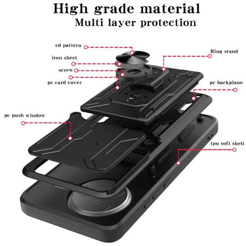 Funda deslizante de TPU y PC con ranura para tarjetas para Xiaomi Poco F7 Pro (azul)