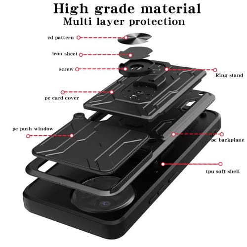 Funda deslizante de TPU y PC con ranura para tarjetas para Xiaomi Poco F7 Ultra (oro rosa)