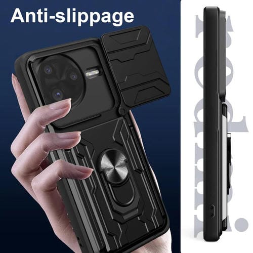 Funda deslizante de TPU y PC con ranura para tarjetas para Xiaomi Poco F7 Ultra (gris)