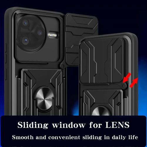 Funda deslizante de TPU y PC con ranura para tarjetas para Xiaomi Poco F7 Ultra (blanca)