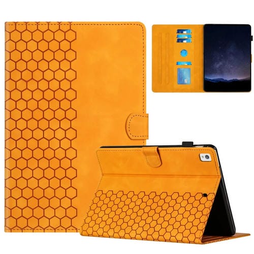 Funda Inteligente Cuero Samsung Galaxy Tab S6 Lite P610 Relieve Panal (Amarilla)