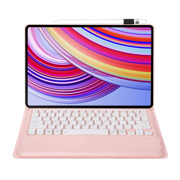 Funda para Tableta Xiaomi Redmi Pad Pro 12.1 A0N11 con Teclado Bluetooth Desmontable (Rosa y Blanco)