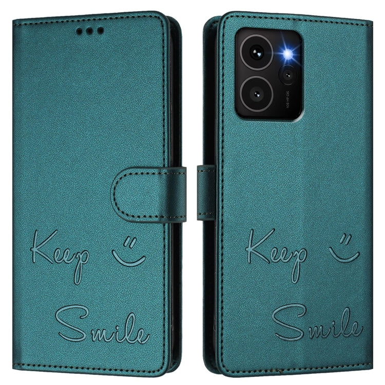Funda de Cuero Rfid para Teléfono HMD Skyline con Relieve Smile (Verde Pavo Real)