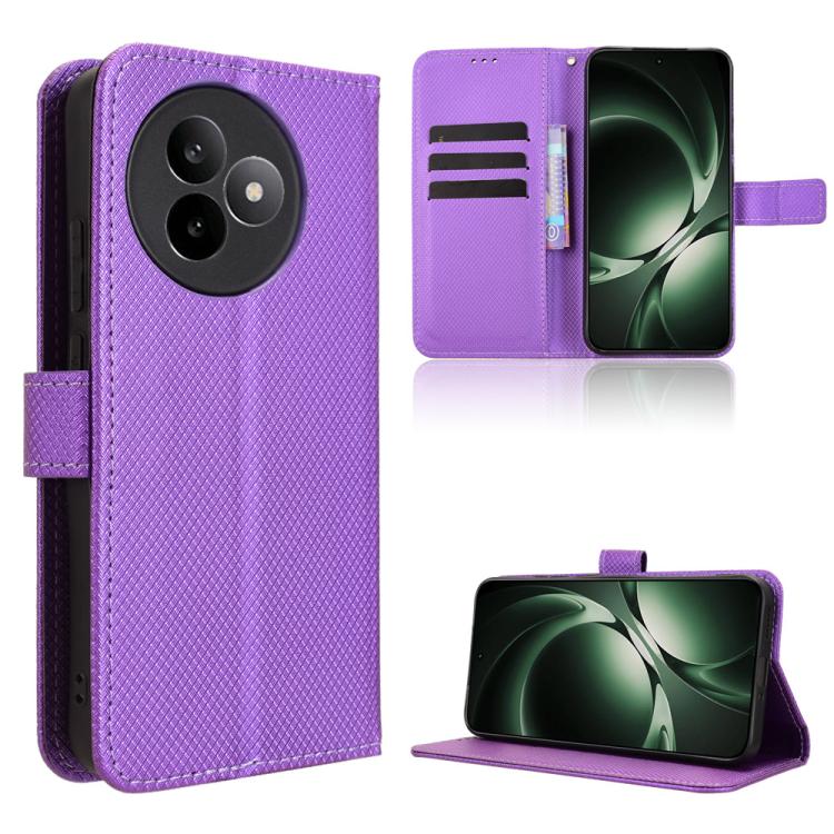 Funda de cuero con textura de diamante para Redmi K80 Ultra (morado)
