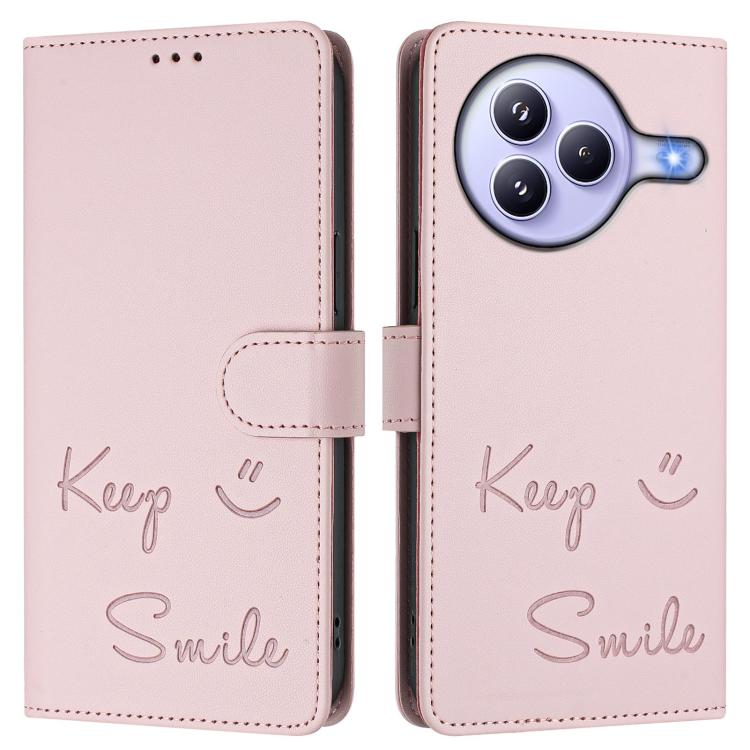 Funda de cuero con relieve RFID para Xiaomi Civi 5 Pro 5G (rosa)