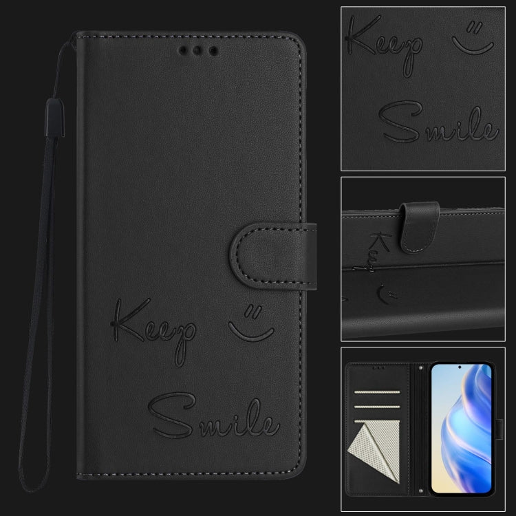 Funda de Cuero Rfid con Relieve Sonriente para Sony Xperia 1 Vi (Negra)
