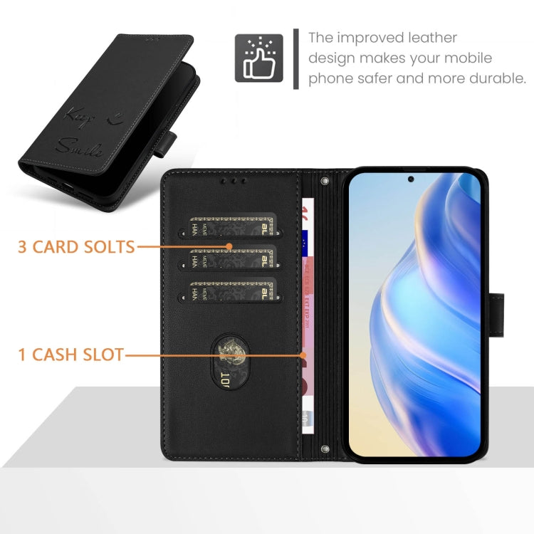 Funda de Cuero Rfid con Relieve Sonriente para Sony Xperia 1 Vi (Negra)