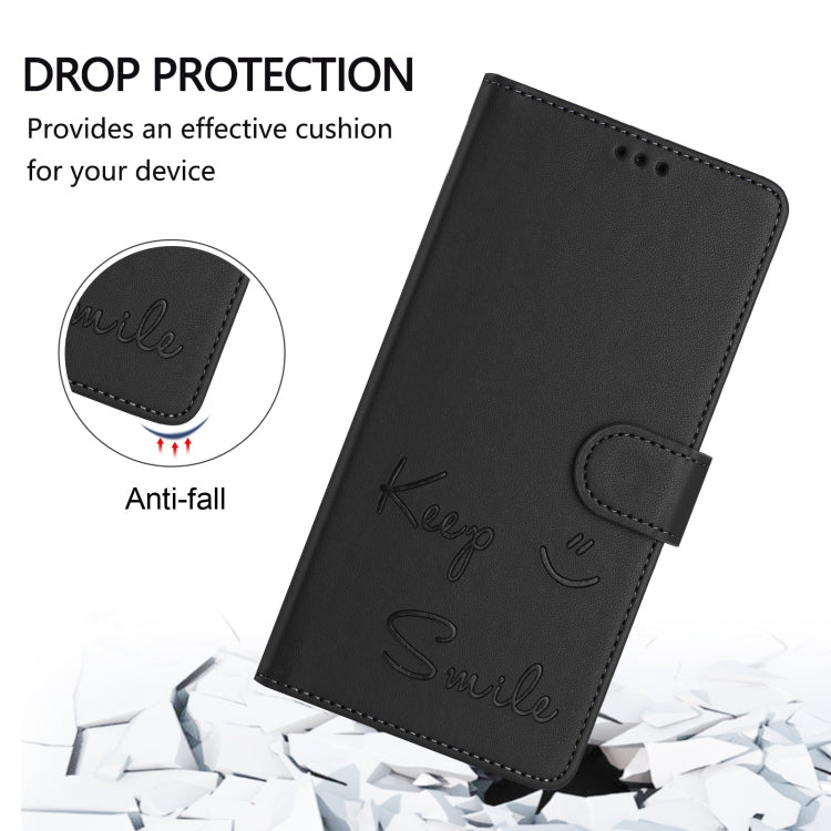 Funda de Cuero Rfid con Relieve Sonriente para Sony Xperia 1 Vi (Negra)