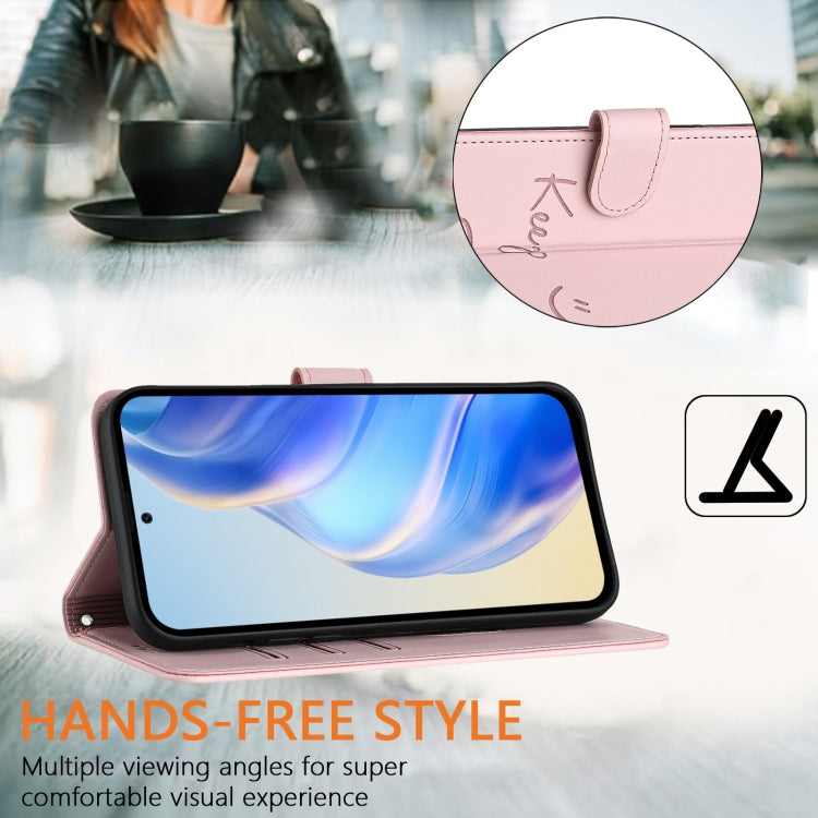 Funda de Cuero Rfid con Relieve Sonriente para Sony Xperia 5 Vi (Rosa)